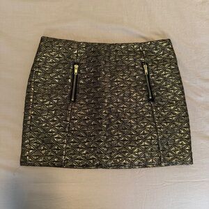 NWOT TOPSHOP Black and Gold Metallic Mini Skirt - Sz 4